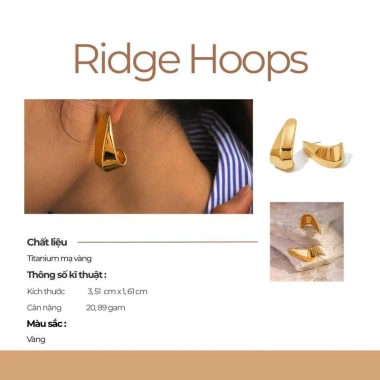 Khuyên tai nữ Ridge Hoops Jesmee thiết kế hình khối điêu khắc tối giản thanh lịch - Giá chỉ 309.000₫ 2 Khuyên tai nữ Ridge Hoops Jesmee thiết kế hình khối điêu khắc tối giản thanh lịch - Giá chỉ 309.000₫ 2