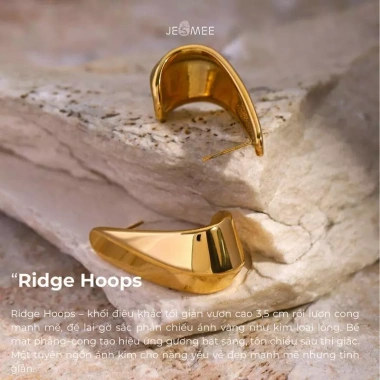 Khuyên tai nữ Ridge Hoops Jesmee thiết kế hình khối điêu khắc tối giản thanh lịch - Giá chỉ 309.000₫
