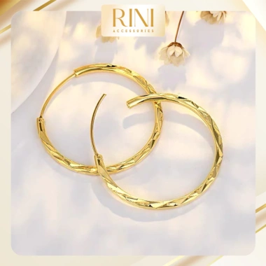 Khuyên tai nữ T2.540 Rini - Bông tai xi mạ vàng, khung tròn đa kích thước, 58.000 VND 2