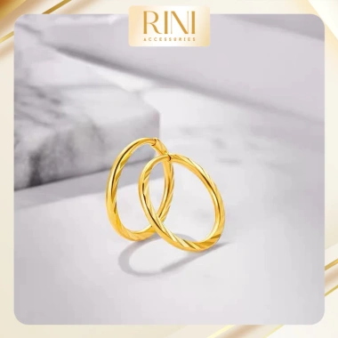 Khuyên tai nữ T2.540 Rini - Bông tai xi mạ vàng, khung tròn đa kích thước, 58.000 VND 5