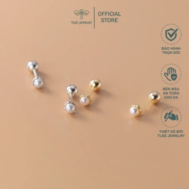 Khuyên tai trai chốt ren vặn bi bạc nữ tính TleeJewerly B200 - 208.000₫