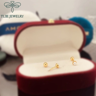Khuyên tai trai chốt ren vặn bi bạc nữ tính TleeJewerly B200 - 208.000₫
