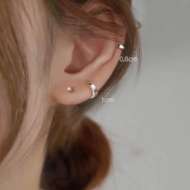 Khuyên tai tròn bạc 925 unisex Duyson - Bông tai nữ nam bản rộng, giá 300.000đ