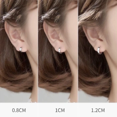 Khuyên tai tròn bạc 925 unisex Duyson - Bông tai nữ nam bản rộng, giá 300.000đ