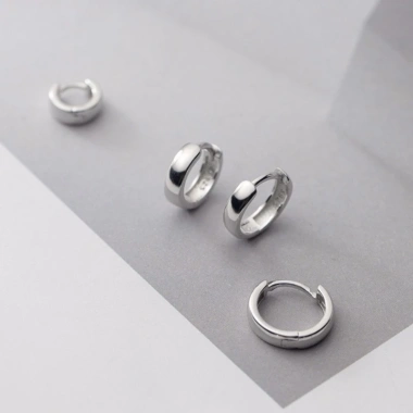 Khuyên tai tròn bạc 925 unisex Duyson - Bông tai nữ nam bản rộng, giá 300.000đ