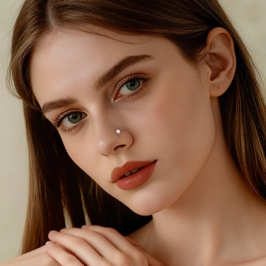 Khuyên trang sức bạc 925 hình chữ L đá zircon cong mũi - thiết kế đơn giản, nhấp nháy, giá ưu đãi 211.665₫