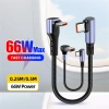 Khuỷu tay đôi 66W 90° Cáp sạc USB sang Type‑C ngắn, hỗ trợ S23, iPhone 15/16, tốc độ nhanh, giá chỉ 58.438₫