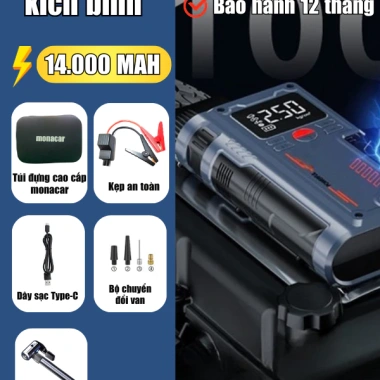 Kích bình ô tô Monacar 14.000 mAh đa năng, bơm lốp và sạc ắc quy, bảo hành 24 tháng - Giá 1,5 triệu VND 9