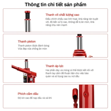 Kích thủy lực ô tô 2-10 tấn, van an toàn, dễ dùng - nâng công nghiệp, 129.000₫