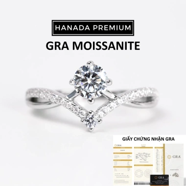 Kiếm Đinh GRA 5mm Moissanite Bạc925 Xi Bạch Kim Vương Miện HANADA 1.587 K3 - Giá 1.1tr