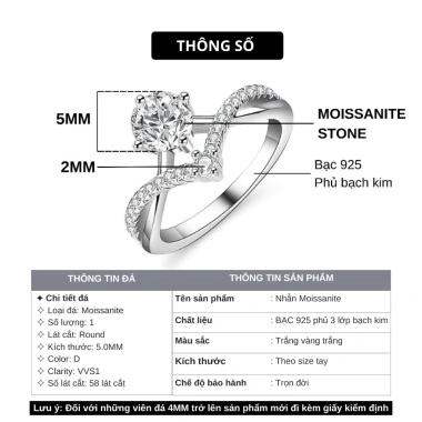 Kiếm Đinh GRA 5mm Moissanite Bạc925 Xi Bạch Kim Vương Miện HANADA 1.587 K3 - Giá 1.1tr 7 Kiếm Đinh GRA 5mm Moissanite Bạc925 Xi Bạch Kim Vương Miện HANADA 1.587 K3 - Giá 1.1tr 7