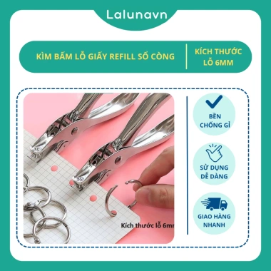 Kìm bấm lỗ giấy refill Lalunavn B117 - Dụng cụ tiện cho sổ planner, giảm giá 23.990 Kìm bấm lỗ giấy refill Lalunavn B117 - Dụng cụ tiện cho sổ planner, giảm giá 23.990