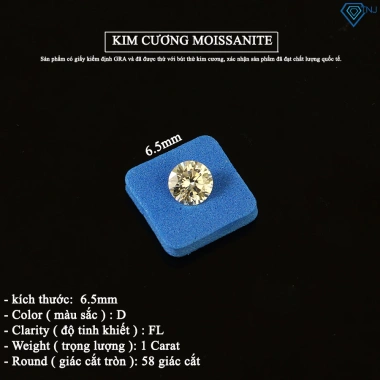 Kim cương nhân tạo Moissanite trắng 4-10mm 58 giác cắt tròn GRA - Giá ưu đãi 200k 2