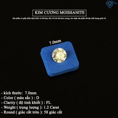 Kim cương nhân tạo Moissanite trắng 4-10mm 58 giác cắt tròn GRA - Giá ưu đãi 200k 3
