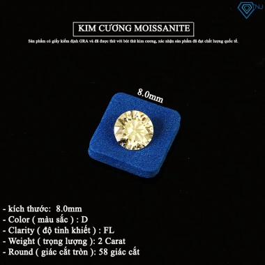 Kim cương nhân tạo Moissanite trắng 4-10mm 58 giác cắt tròn GRA - Giá ưu đãi 200k 4