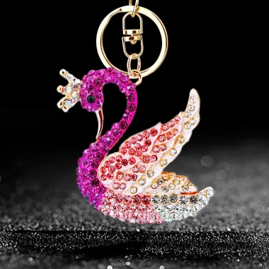 Kim Cương Stall Swan Xe Móc Khóa, Mặt Dây Chuyền, Móc Chìa, Quà Tặng Độc Đáo