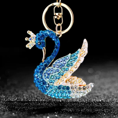Kim Cương Stall Swan Xe Móc Khóa, Mặt Dây Chuyền, Móc Chìa, Quà Tặng Độc Đáo