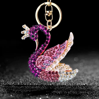 Kim Cương Stall Swan Xe Móc Khóa, Mặt Dây Chuyền, Móc Chìa, Quà Tặng Độc Đáo