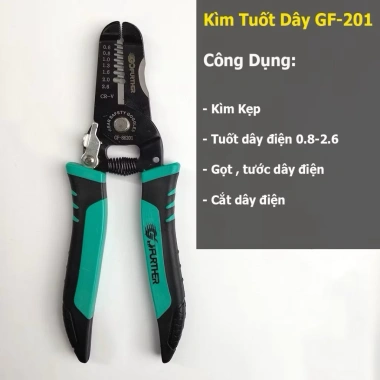 Kìm tuốt dây điện đa năng GOFUTHER cao cấp thép CRV - Cắt, tuốt, bấm cos 3 trong 1