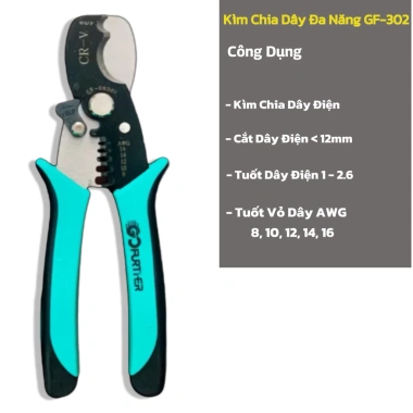 Kìm tuốt dây điện đa năng GOFUTHER cao cấp thép CRV - Cắt, tuốt, bấm cos 3 trong 1 8 Kìm tuốt dây điện đa năng GOFUTHER cao cấp thép CRV - Cắt, tuốt, bấm cos 3 trong 1 8