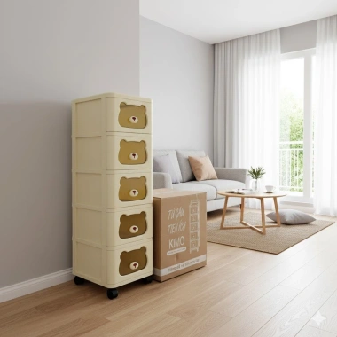 KIMO Kệ Gấu Đa Năng 5 Tầng Bánh Xe 360 - Tủ Gấu Nhiều Ngăn Kéo Tiện Lợi Cho Bé, Giá 230.000₫