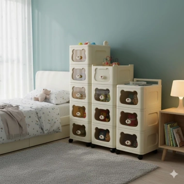 KIMO Kệ Gấu Đa Năng 5 Tầng Bánh Xe 360 - Tủ Gấu Nhiều Ngăn Kéo Tiện Lợi Cho Bé, Giá 230.000₫