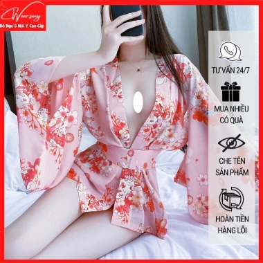 Kimono Sexy kèm Quần Chữ T hoa Anh Đào Gợi Cảm phong cách Nhật Bản, chỉ 96k