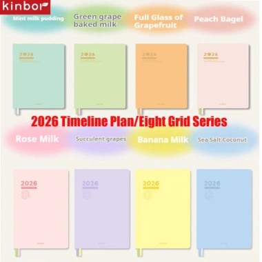 Kinbor 2.026 - Công cụ lập kế hoạch năm, dòng thời gian A5, sổ nhật ký giấy sông Tomoe, ghi lại mọi giờ sống