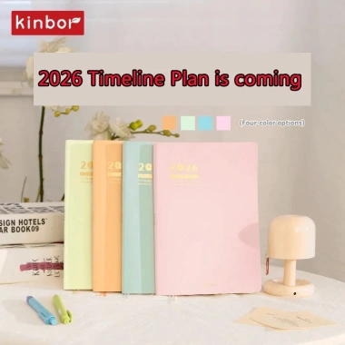 Kinbor 2.026 - Công cụ lập kế hoạch năm, dòng thời gian A5, sổ nhật ký giấy sông Tomoe, ghi lại mọi giờ sống