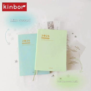 Kinbor 2.026 - Công cụ lập kế hoạch năm, dòng thời gian A5, sổ nhật ký giấy sông Tomoe, ghi lại mọi giờ sống