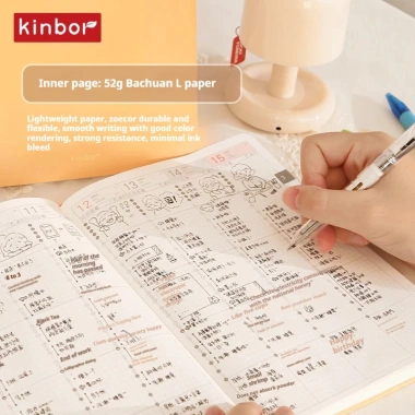 Kinbor 2.026 - Công cụ lập kế hoạch năm, dòng thời gian A5, sổ nhật ký giấy sông Tomoe, ghi lại mọi giờ sống