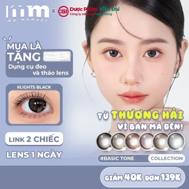 Kính áp tròng 0 độ MM MyMoment lens 1 ngày 2 chiếc DIA14.2-14.5mm nâu đen xám