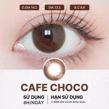 Kính áp tròng ANN LENS 1 ngày Cafe Choco - Cận 0-8, màu nâu cafe, chỉ 47.000 VND