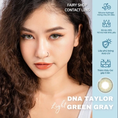 Kính Áp Tròng DNA Green Gray Light 14mm Silicone Hydrogel 6 Tháng Giá 140k Độ 0-6 5
