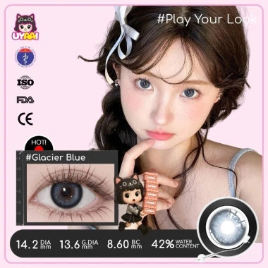 Kính Áp Tròng MCK1 UYAAI Blue Lens 1 Cặp + Nước Ngâm + Hộp Đựng - Mua 1 Tặng 2, Giá 90.000đ