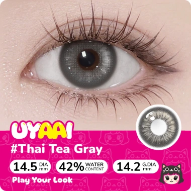 Kính áp tròng UYAAI Đen Xám 14,5mm mắt to – Trà Thái, ống kính xám, chỉ 68.000₫