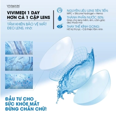 Kính áp tròng VIVIMOON LENS trong suốt cận 1 ngày khóa ẩm - Giá chỉ 22.500đ, giảm từ 27.900đ 4 Kính áp tròng VIVIMOON LENS trong suốt cận 1 ngày khóa ẩm - Giá chỉ 22.500đ, giảm từ 27.900đ 4