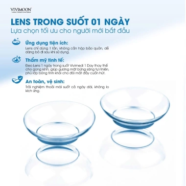 Kính áp tròng VIVIMOON LENS trong suốt cận 1 ngày khóa ẩm - Giá chỉ 22.500đ, giảm từ 27.900đ 5 Kính áp tròng VIVIMOON LENS trong suốt cận 1 ngày khóa ẩm - Giá chỉ 22.500đ, giảm từ 27.900đ 5