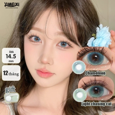 Kính áp tròng xanh lá 2 chiếc Chasing Cats Eye 14.5mm, dưỡng ẩm, không vành - 115.818 VND