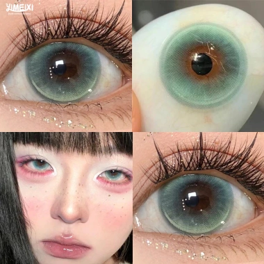 Kính áp tròng xanh lá 2 chiếc Chasing Cats Eye 14.5mm, dưỡng ẩm, không vành - 115.818 VND