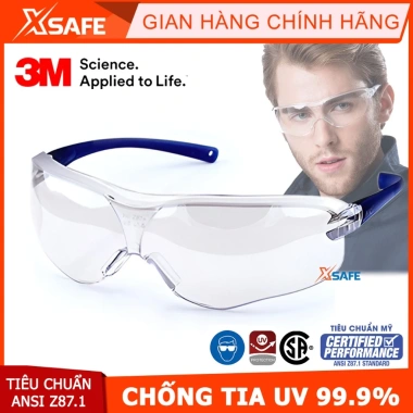 Kính bảo hộ 3M V34 chống bụi UV, bám hơi nước, chống trầy, dùng lao động và đi xe máy Giá 68.000