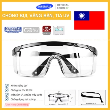 Kính bảo hộ thợ hàn vuông trong SafeMall - Đen/Trắng, chống bụi, tia UV, văng bắn 3