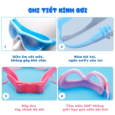 Kính bơi không gọng trẻ em HD chống sương mù, chống thấm nước - Giá chỉ 29.000₫