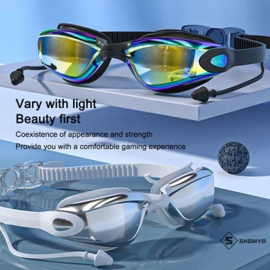 Kính bơi SHGMYD - Chống nước, sương mù, UV, silicone điều chỉnh, nam mới