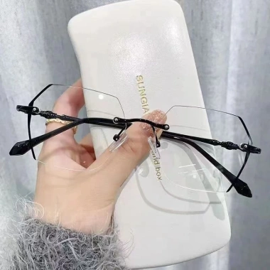 Kính cận thị không viền đa giác cổ điển chống ánh sáng xanh, màn hình lớn, dụng cụ làm đẹp leptin, giá 78.840₫