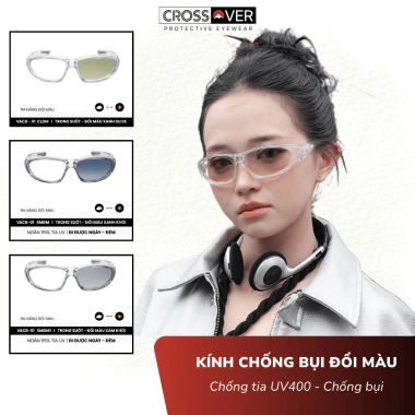 Kính chống bụi đổi màu CROSSOVER - Bảo vệ mắt xe máy ngày đêm, ngăn tia UV nam nữ