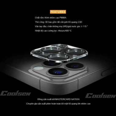 Kính Cường Liền Khối Bảo Vệ Camera iPhone 17/16/15/14/13/12/11 Pro Max Giá 38.500đ