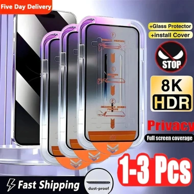 Kính cường lực 1-3Pc 8K cho iPhone 17/16/15/14/13/12/11 Pro Max, XS MAX - Tấm bảo vệ màn hình có nắp gắn căn chỉnh 7