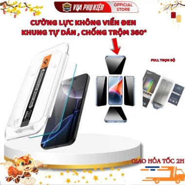 Kính cường lực 4 chiều chống nhìn trộm full màn MKING cho iPhone 12 13 14 15 Pro Max, khung tự dán, giảm giá 109.800 VND