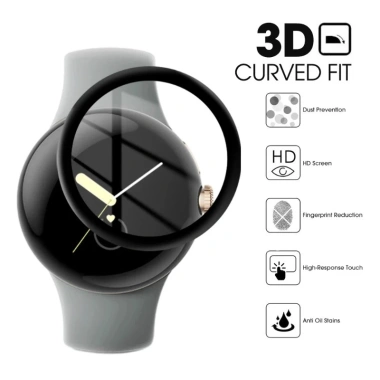 Kính Cường Lực 45mm/41mm cho Google Pixel Watch 4/3/2 – Bảo Vệ Màn Hình Đen